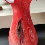 Large Floral Ball Vase/Kaysersberg Art Glassware. Speckled/Volutes