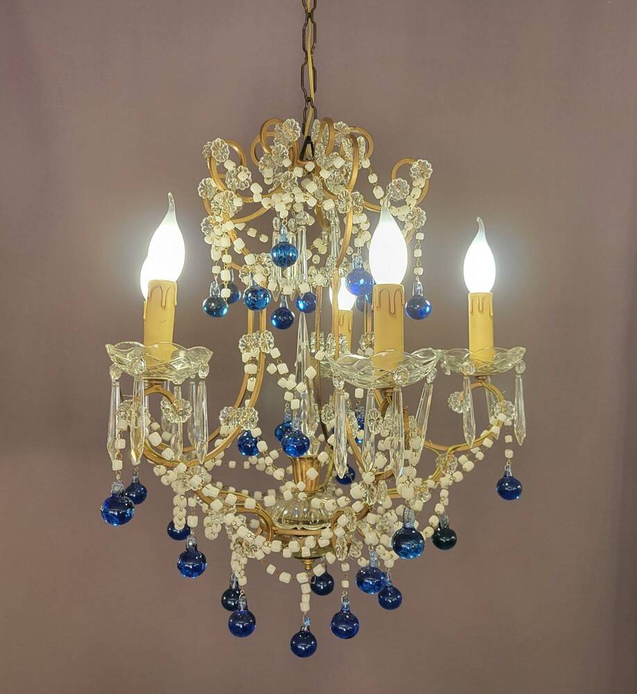 Chandelier with blue pendants