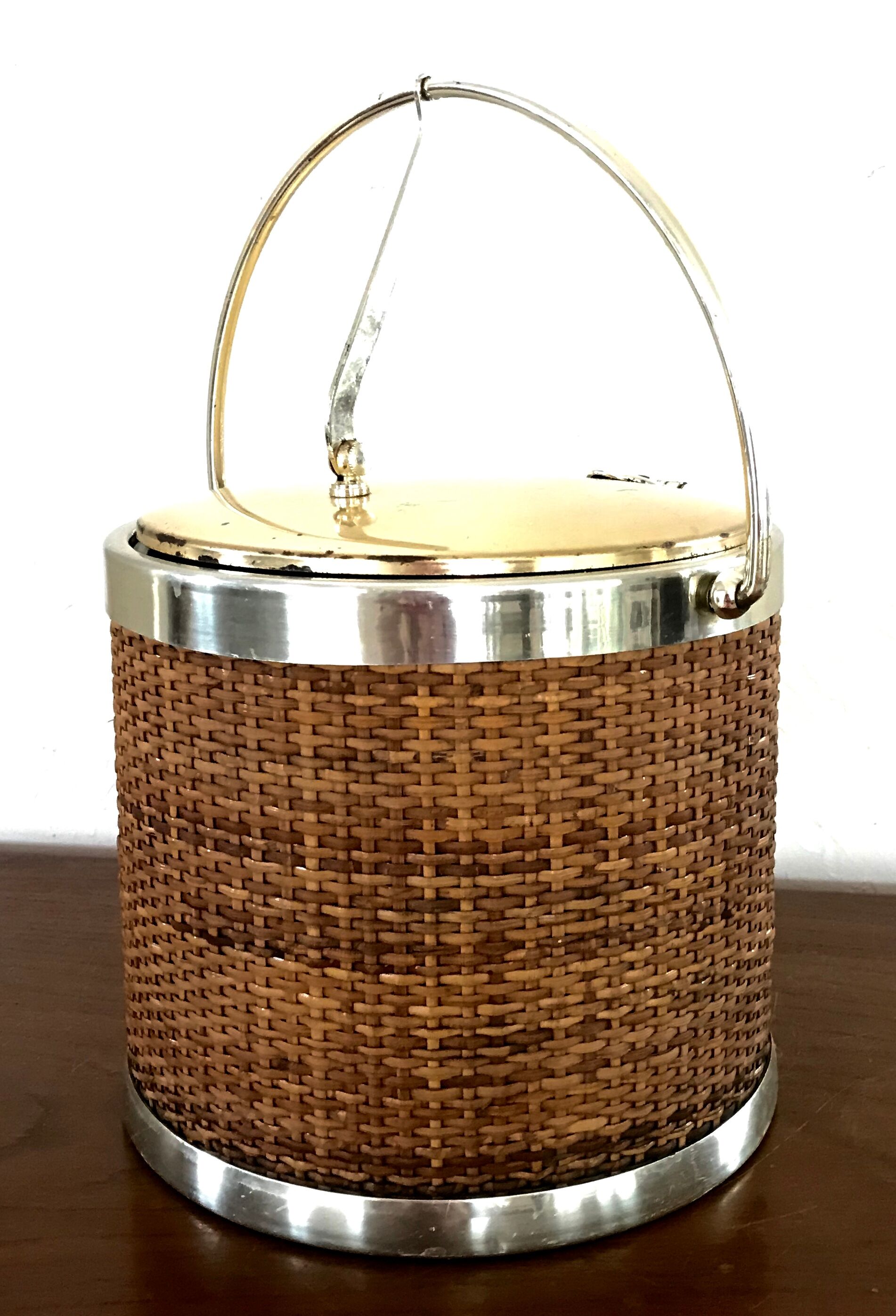Vintage rattan ice bucket