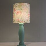Mint green ceramic table lamp from Porcelaines de Bruxelles in Memphis style. 1980s