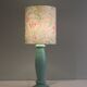 Mint green ceramic table lamp from Porcelaines de Bruxelles in Memphis style. 1980s