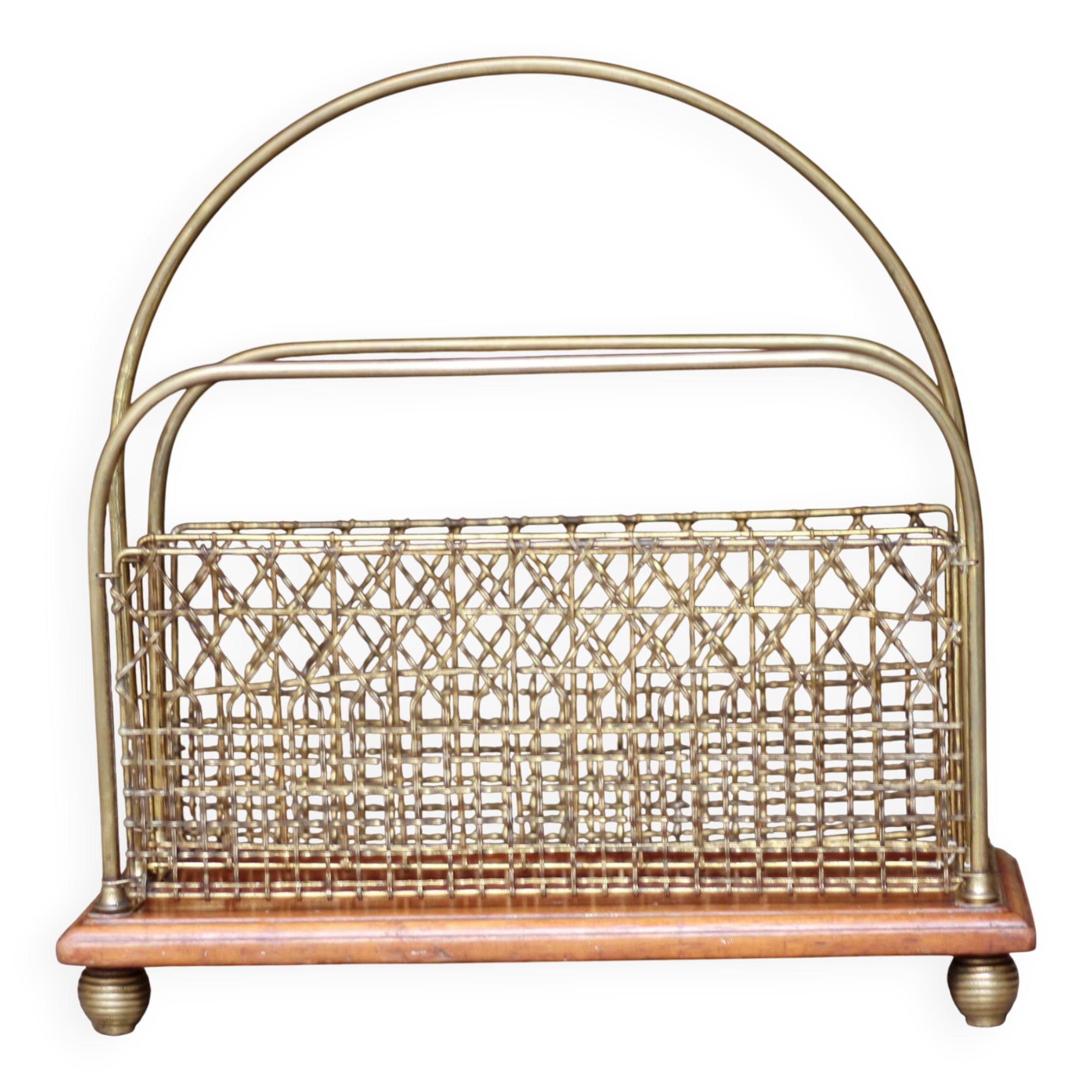 Adorable victorian s.hall magazine rack. brass/mahogany.