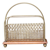 Adorable victorian s.hall magazine rack. brass/mahogany.
