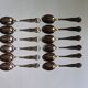 Set of 12 large silver metal spoons, stainless steel, shell