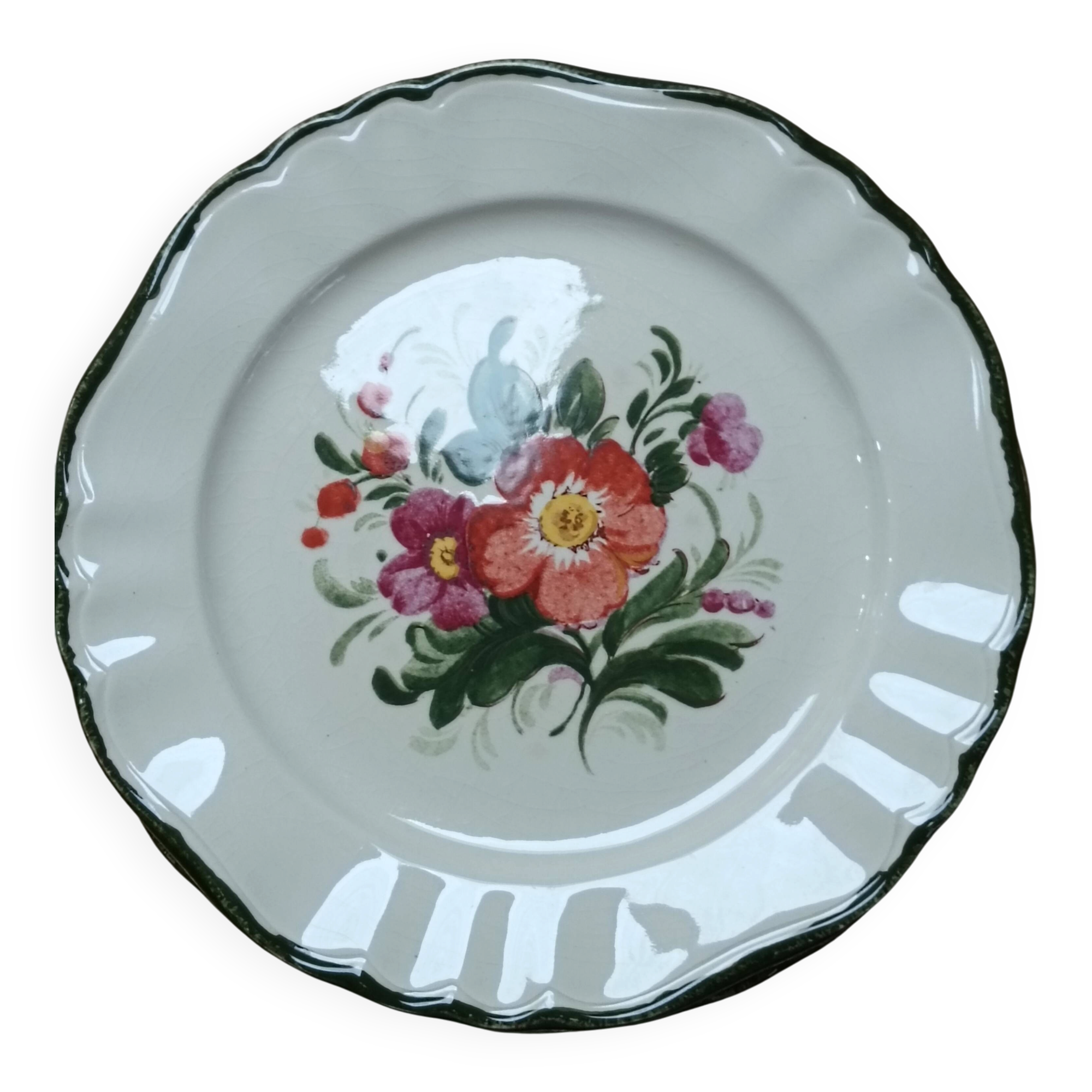 Vintage plate in Pagnossin earthenware, Treviso Italy – Floral decoration
