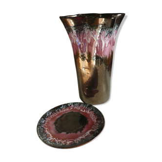 Vase et assiette en céramique des années 60
