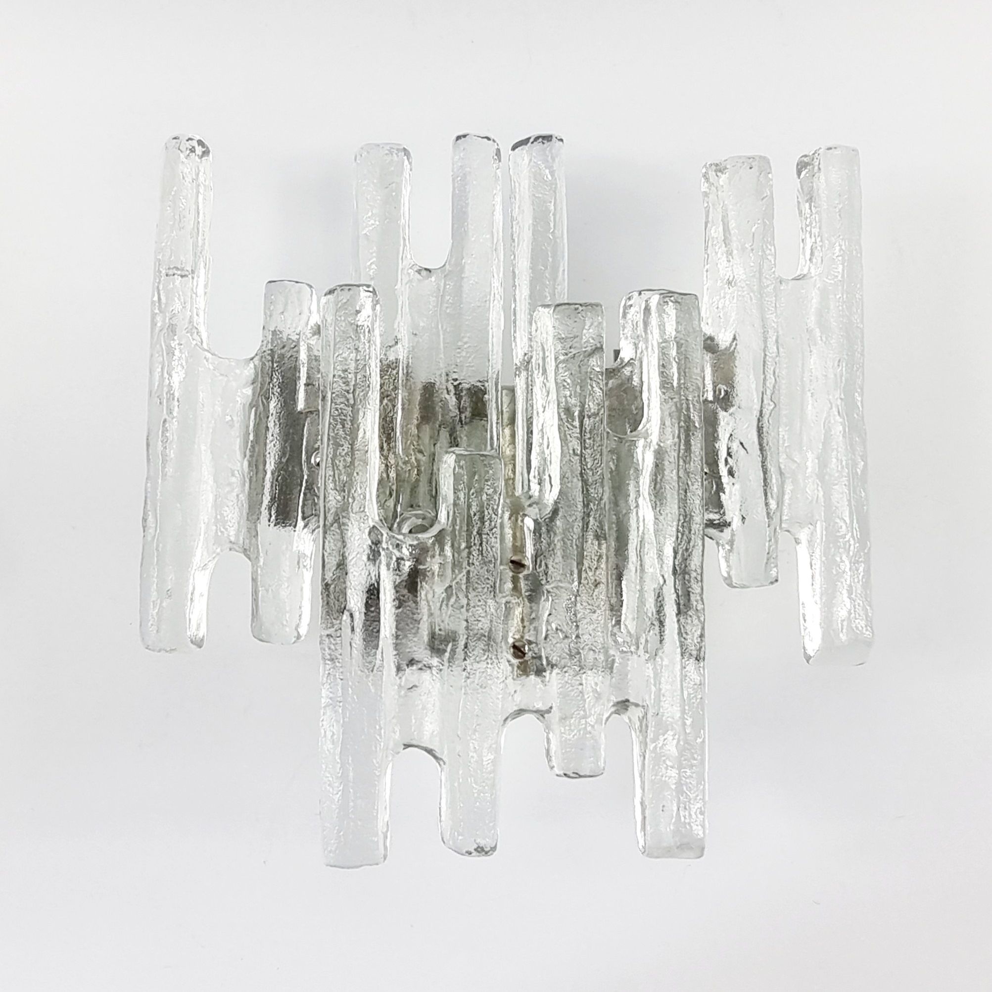 Hollywood regency ice glass sconce by J. T. Kalmar for Kalmar Franken, 1960s