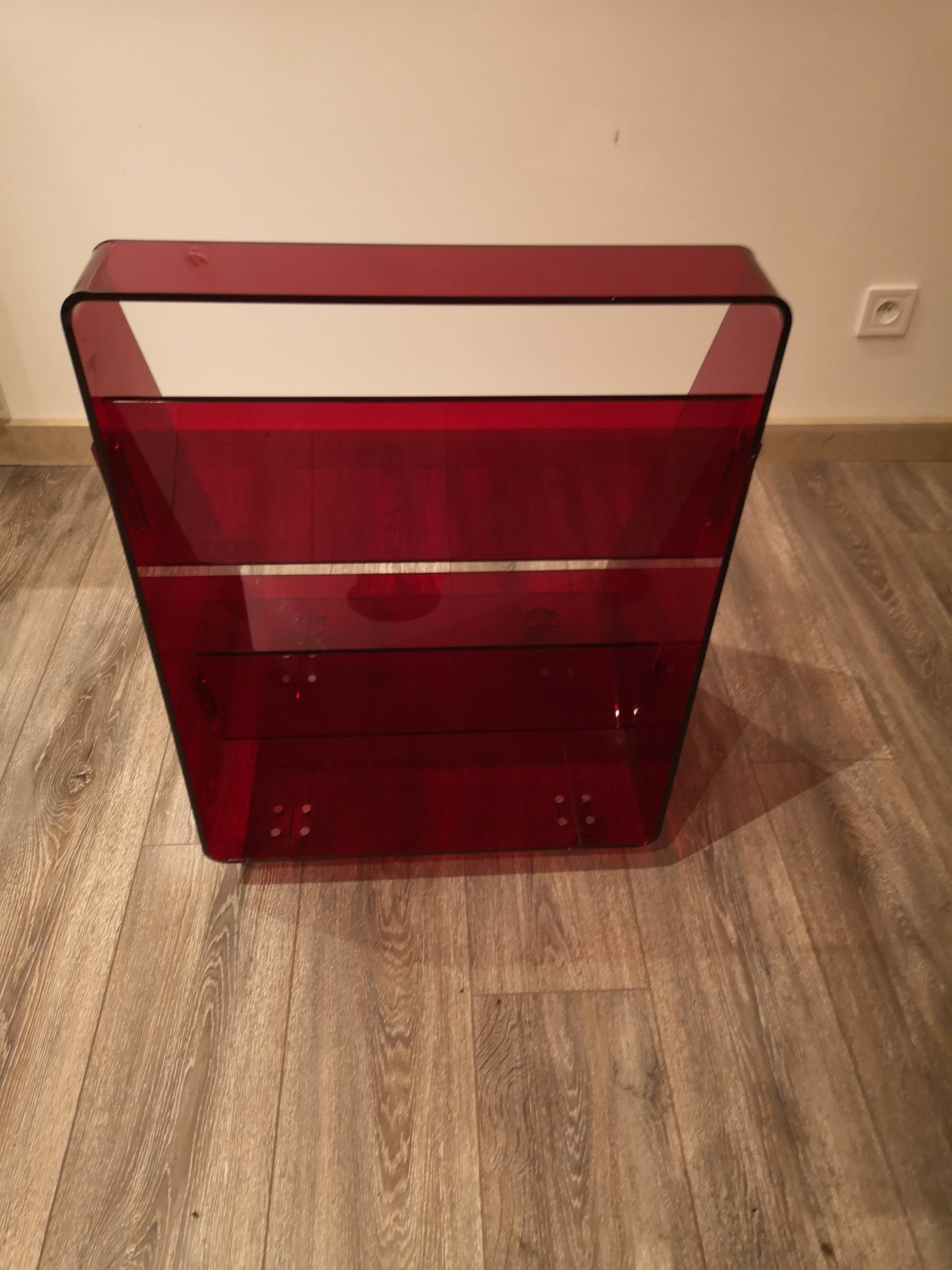 Red Plexiglas Bookshelf