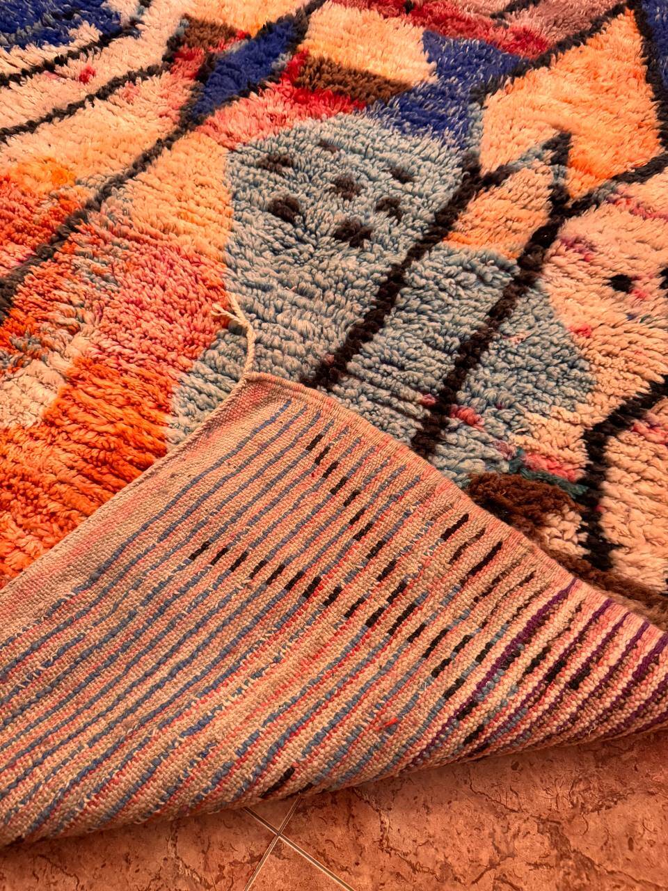 Authentic moroccan boujaad rug vintage handmade wool 300x200 cm