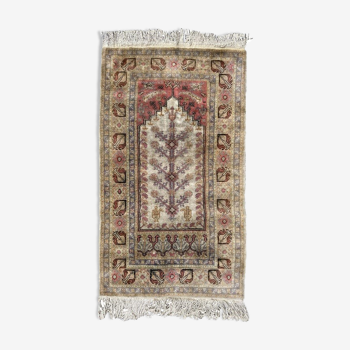 Vintage Turkish Kayseri carpet in silk and cotton 106x61 cm