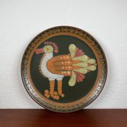 Vintage German ceramic wall plate with bird motif from Keramik Manufaktur Kupfermühle, 1970s.
