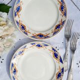 Old flat plates mismatched in earthenware