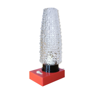 Small Scandinavian lamp in plastic and molded glass, 1960