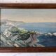 Oil painting on wood seaside landscape signed 40s-50s
