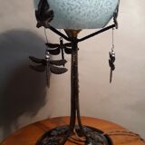 Wrought iron lamp with vine leaf pattern, 1920