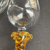Pitcher and 2 crystal glasses signed XXth