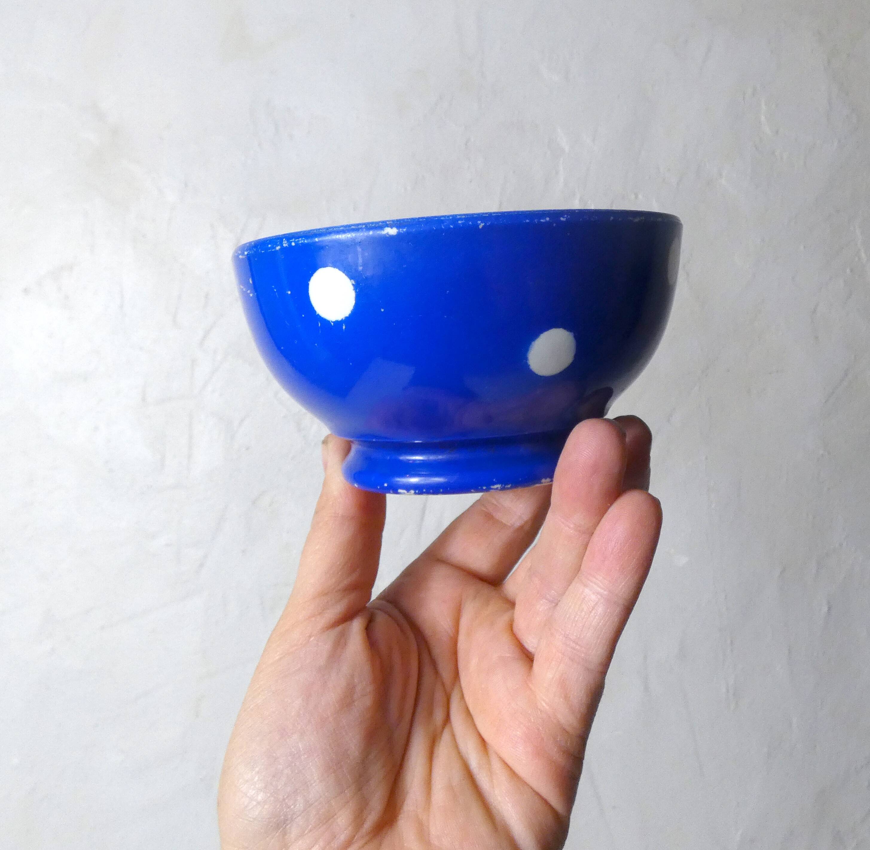 2 small old blue polka dot porcelain bowls from Longchamp