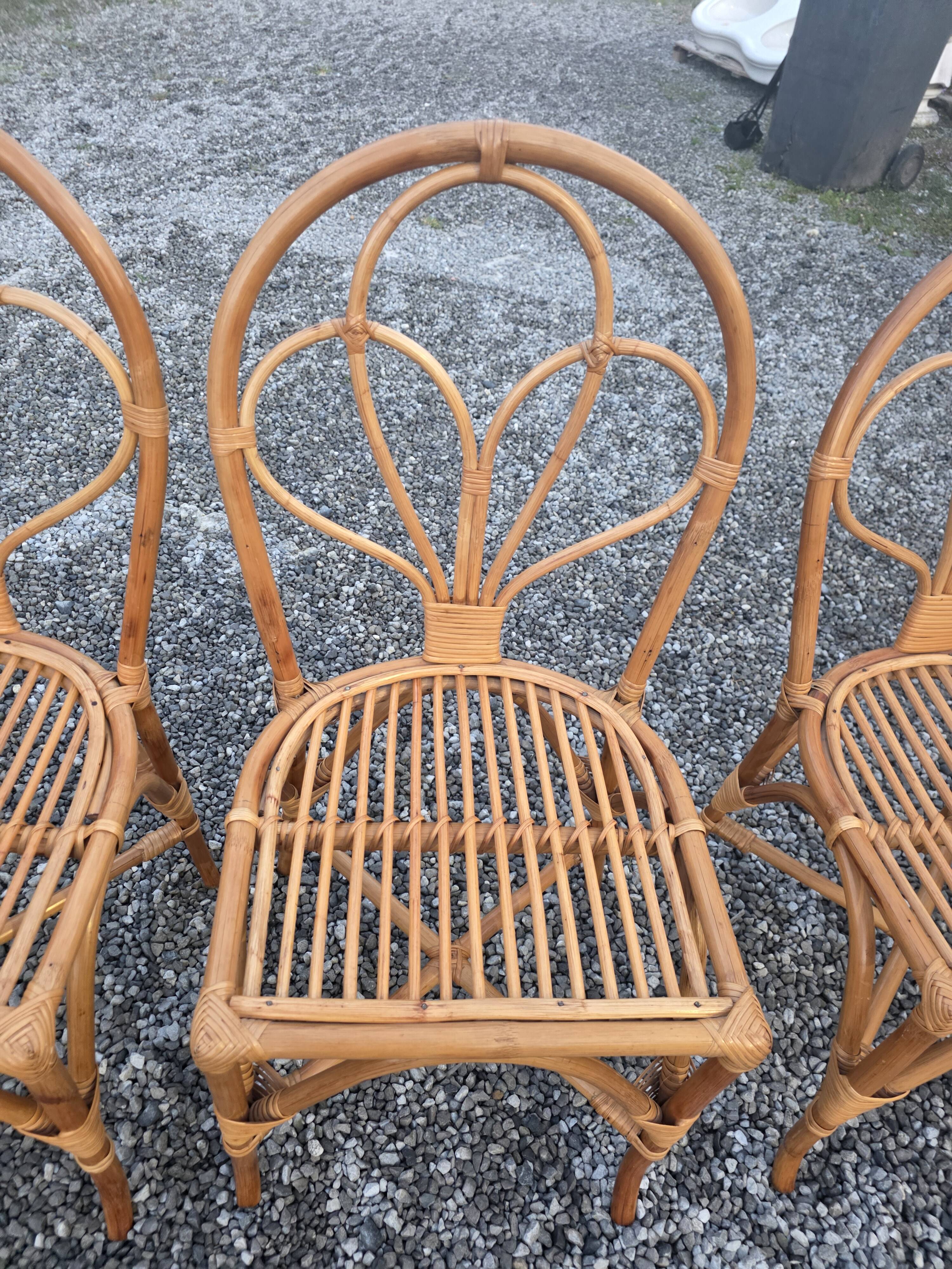 4 rattan chairs from the 1970s