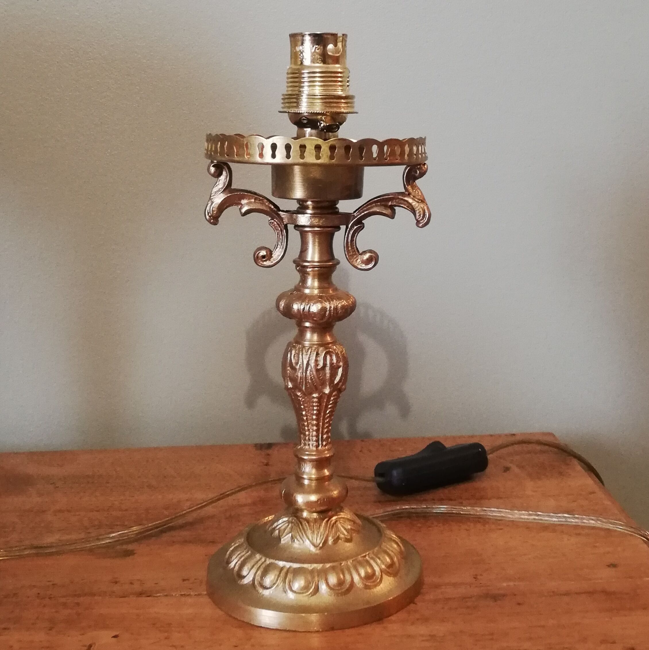 Pair of gilded bronze bedside lamps