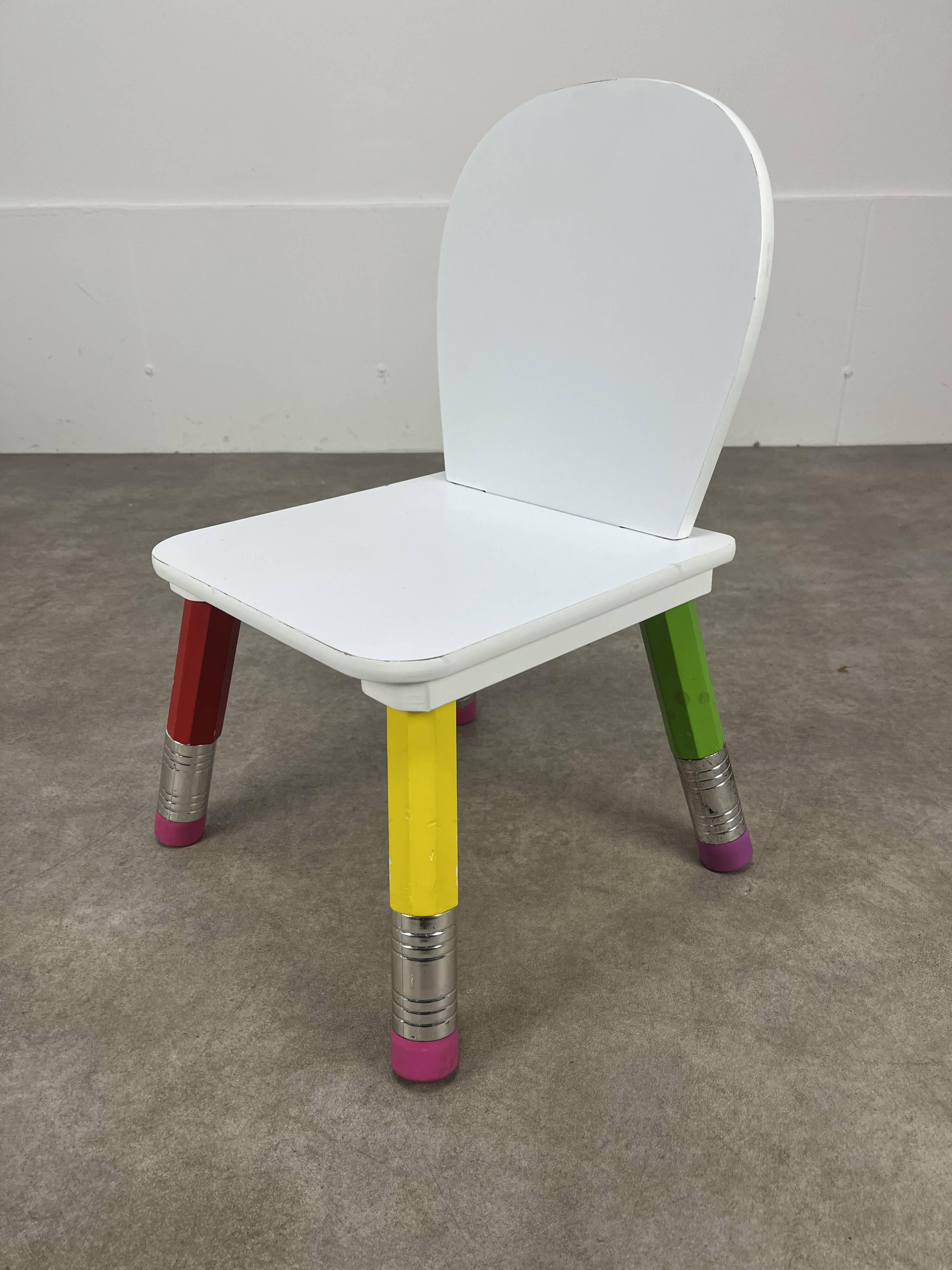 Table et chaise crayon Pierre Sala pour enfant, années 80