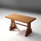 Art Deco Oak Coffee Table with Sculpted Details, Belgium 1940s