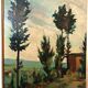 Landscape painting oil on panel Tuscan school 1930s signed