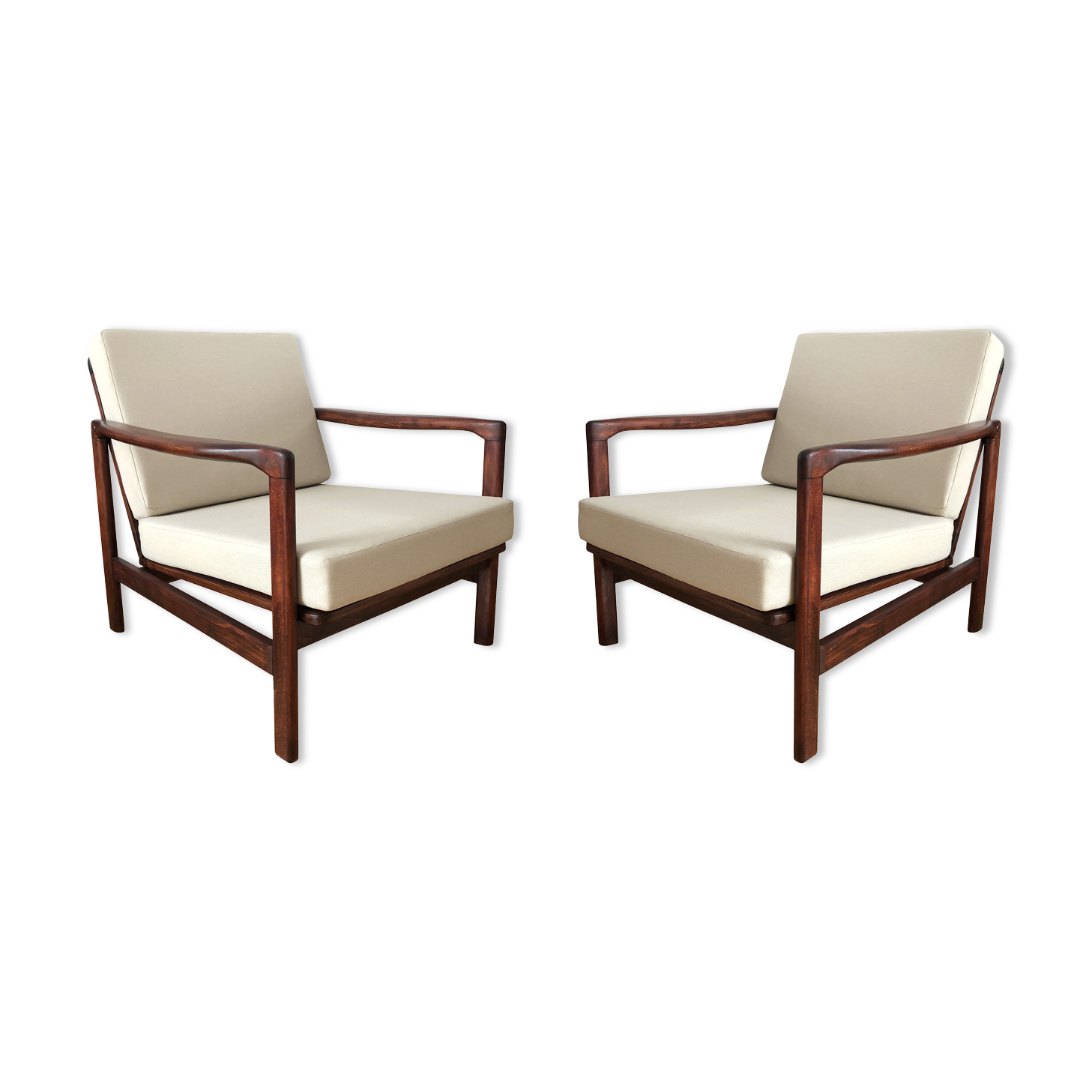 Beige Armchairs B 7752 By Zenon Bączyk For Swarzędzkie Fabryki Mebli, 1960s, Set Of 2