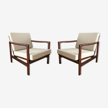 Beige B 7752 Armchairs By Zenon Bączyk For Swarzędzkie Fabryki Mebli, 1960s, Set Of 2