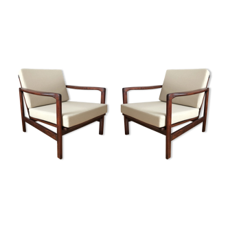 Fauteuils Beige B 7752 Par Zenon Bączyk Pour Swarzędzkie Fabryki Mebli, années 1960, Set Of 2