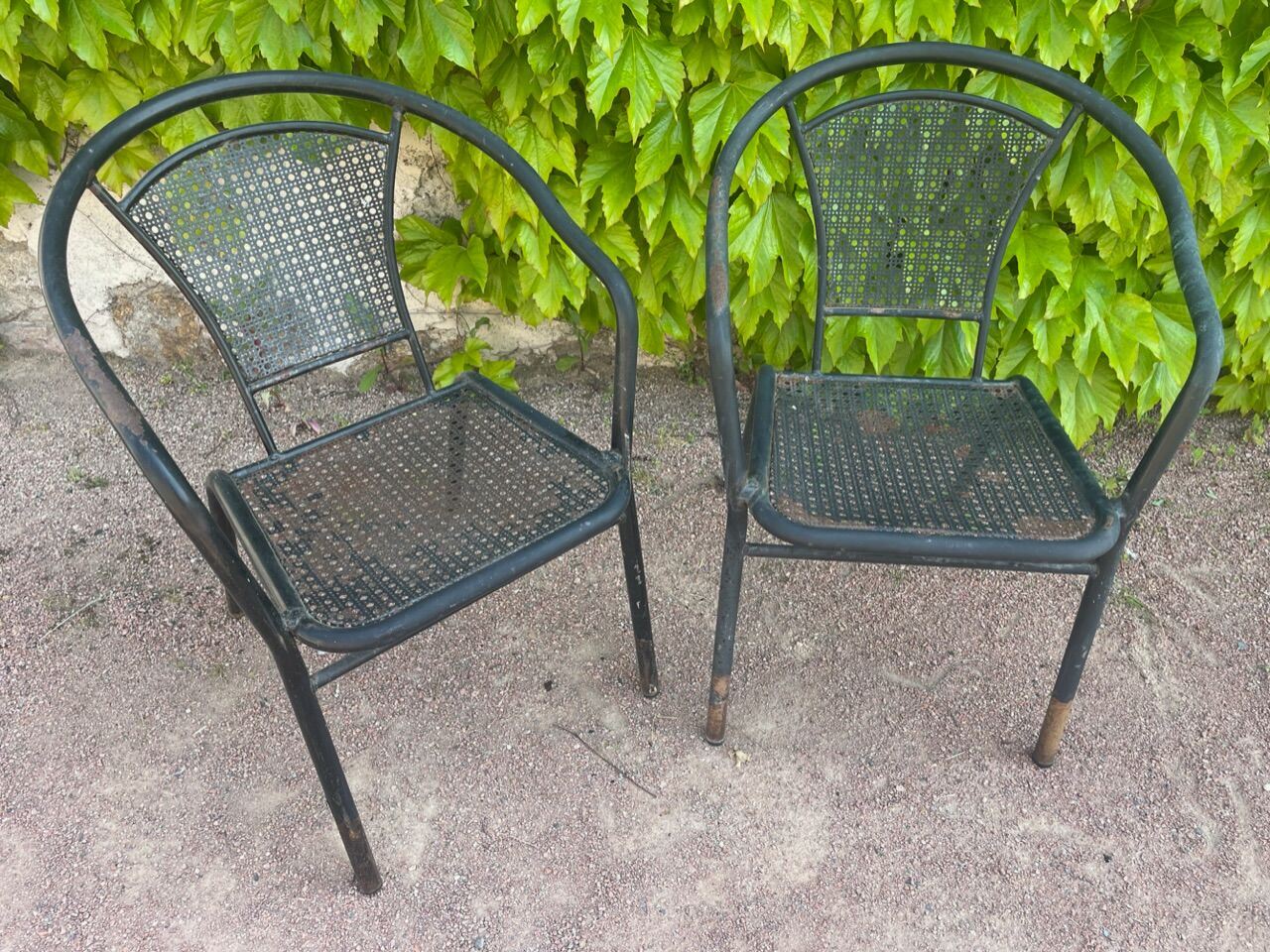 12 wrought iron armchairs from the 60s