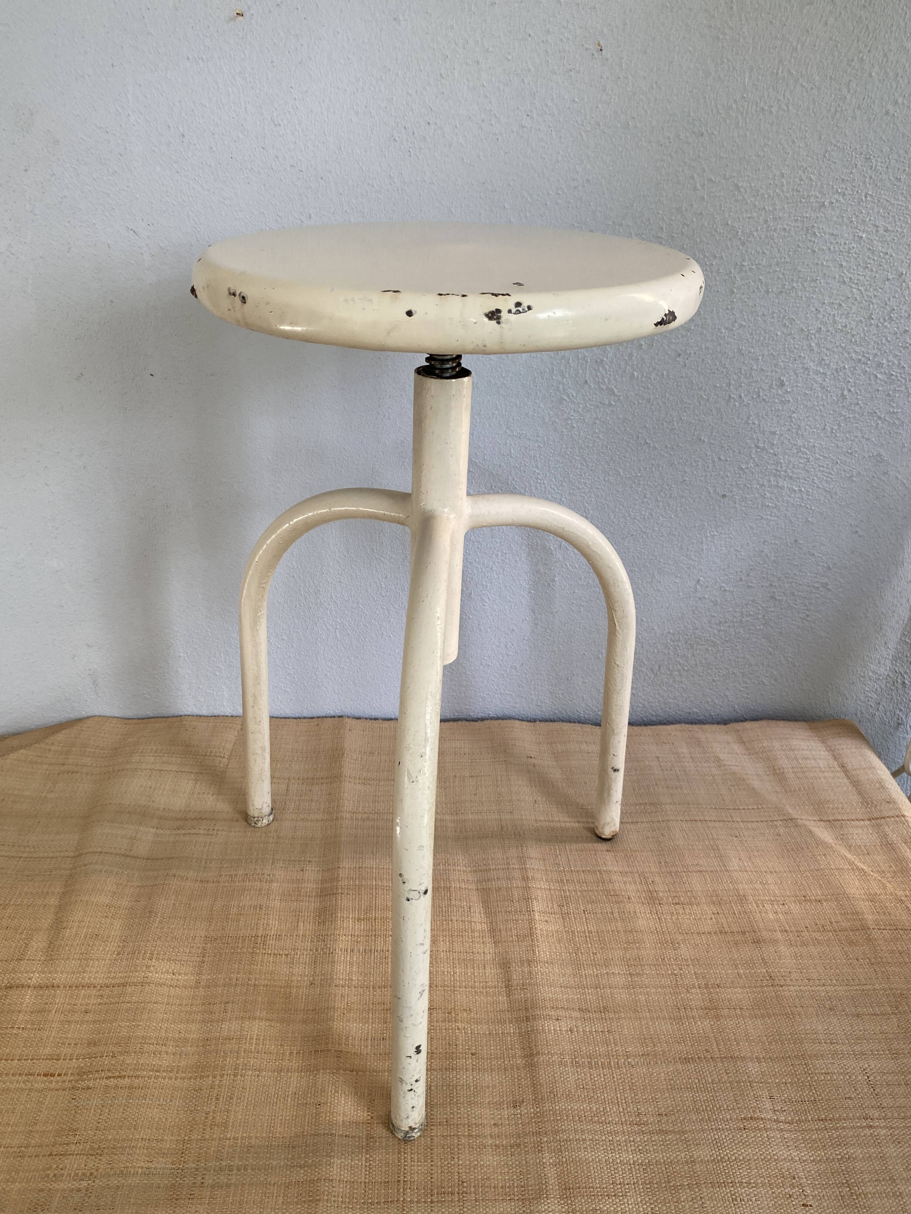 Adjustable metal pharmacy stool
