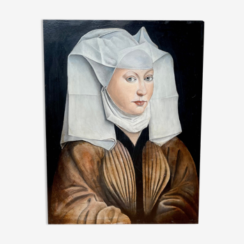 Peinture de portrait d’une femme avec un bonnet ailé, Rogier van der Weyden
