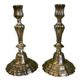 Pair of silver-plated bronze candlesticks from the 18th century. | Candle holders | Candelabrum