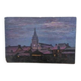 Oil on canvas paper, night view