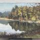 Huile sur toile  paysage lacustre signé g. o. baudoin xx ème - 1975