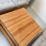 Two vintage Swedish sofas and a pine table