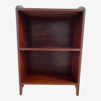 Bookcase vintage natural wood shelves open to three shelves