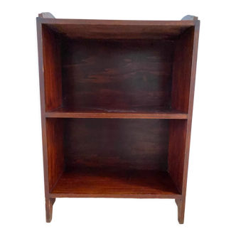 Bookcase vintage natural wood shelves open to three shelves