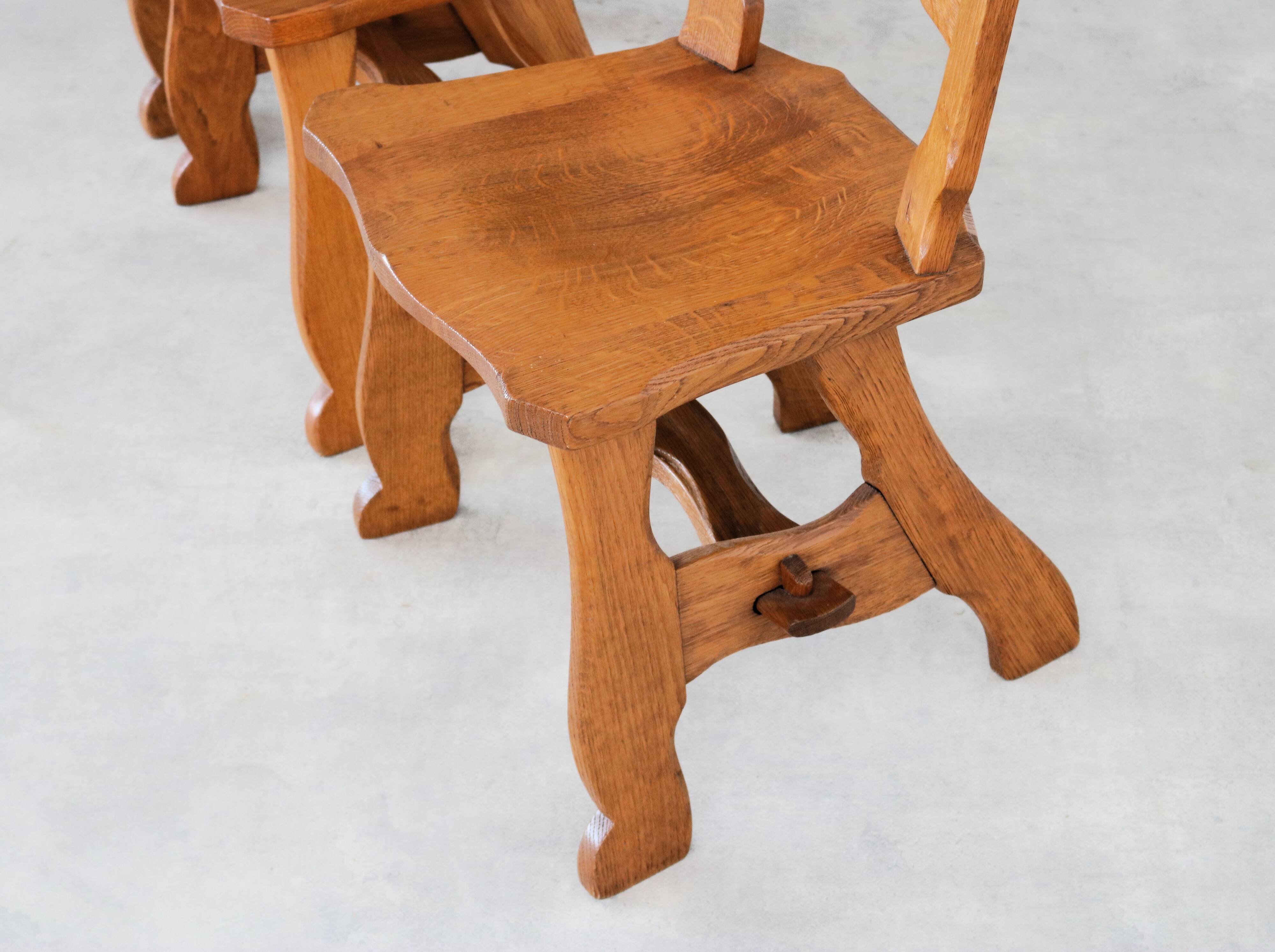 Brutalist dining chairs | vintage chairs | 1950s | oak