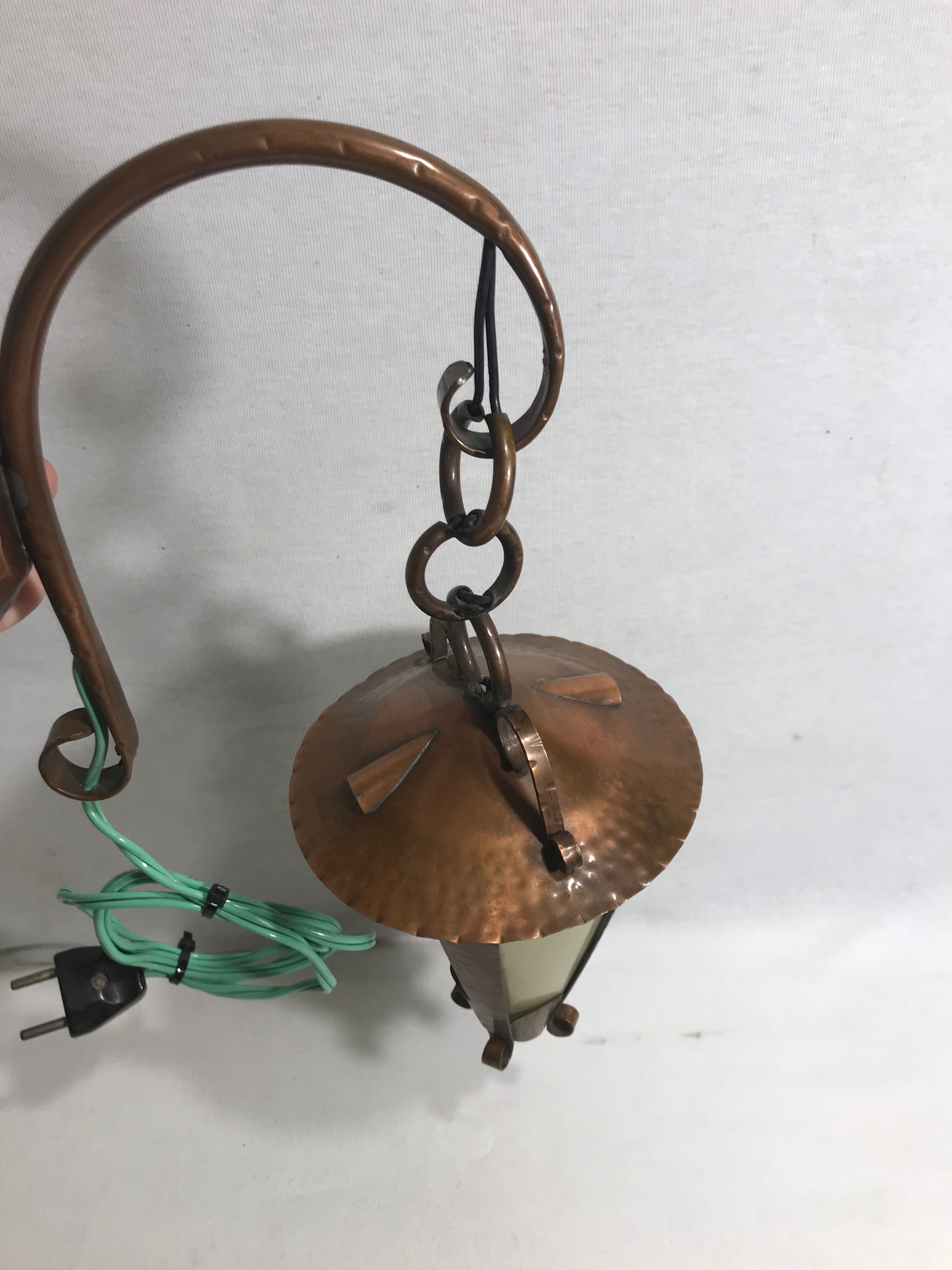 Applies old hanging lantern copper hammered vintage