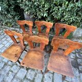Set of 6 mountain chairs in fir folk art