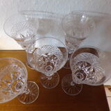 5 verres à vin en cristal ciselé signé LS