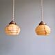 Pair of Art Deco marbled opaline pendant lights, 1920s-30s