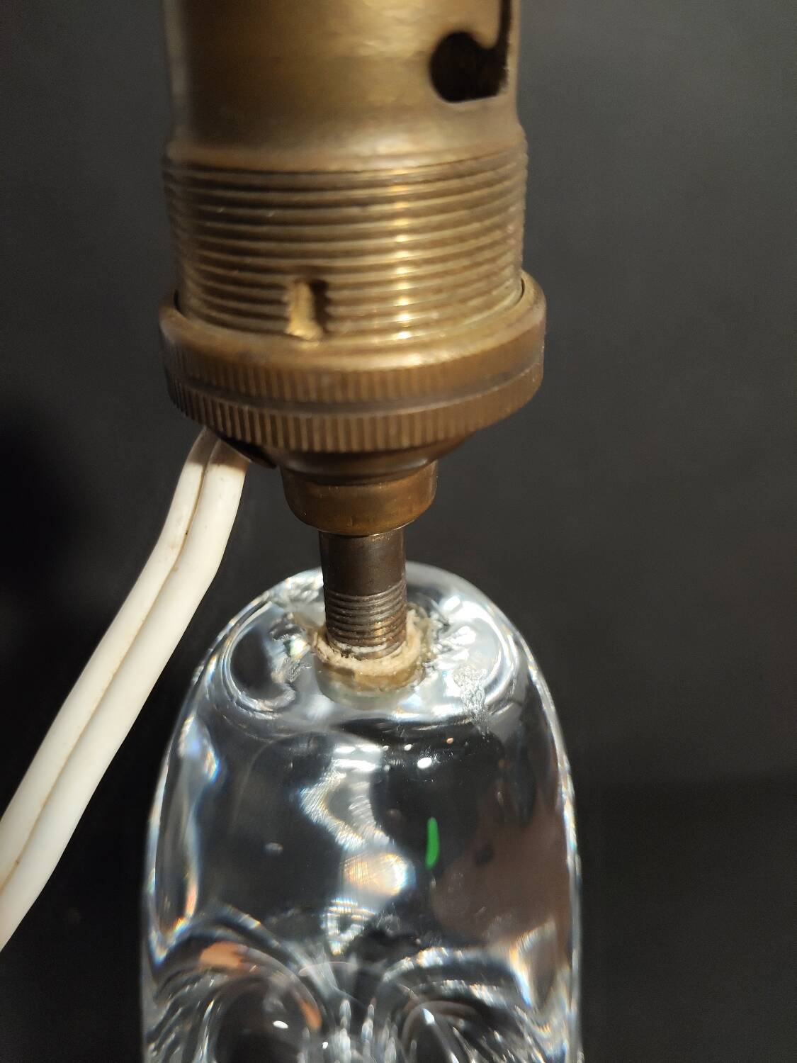 Modernist crystal lamp sculpture signed Schneider Paris France