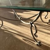 Glass and steel coffee table