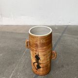 Brutalist mid-century studio pottery vase from La Poterie De La Colombe, 1960s.