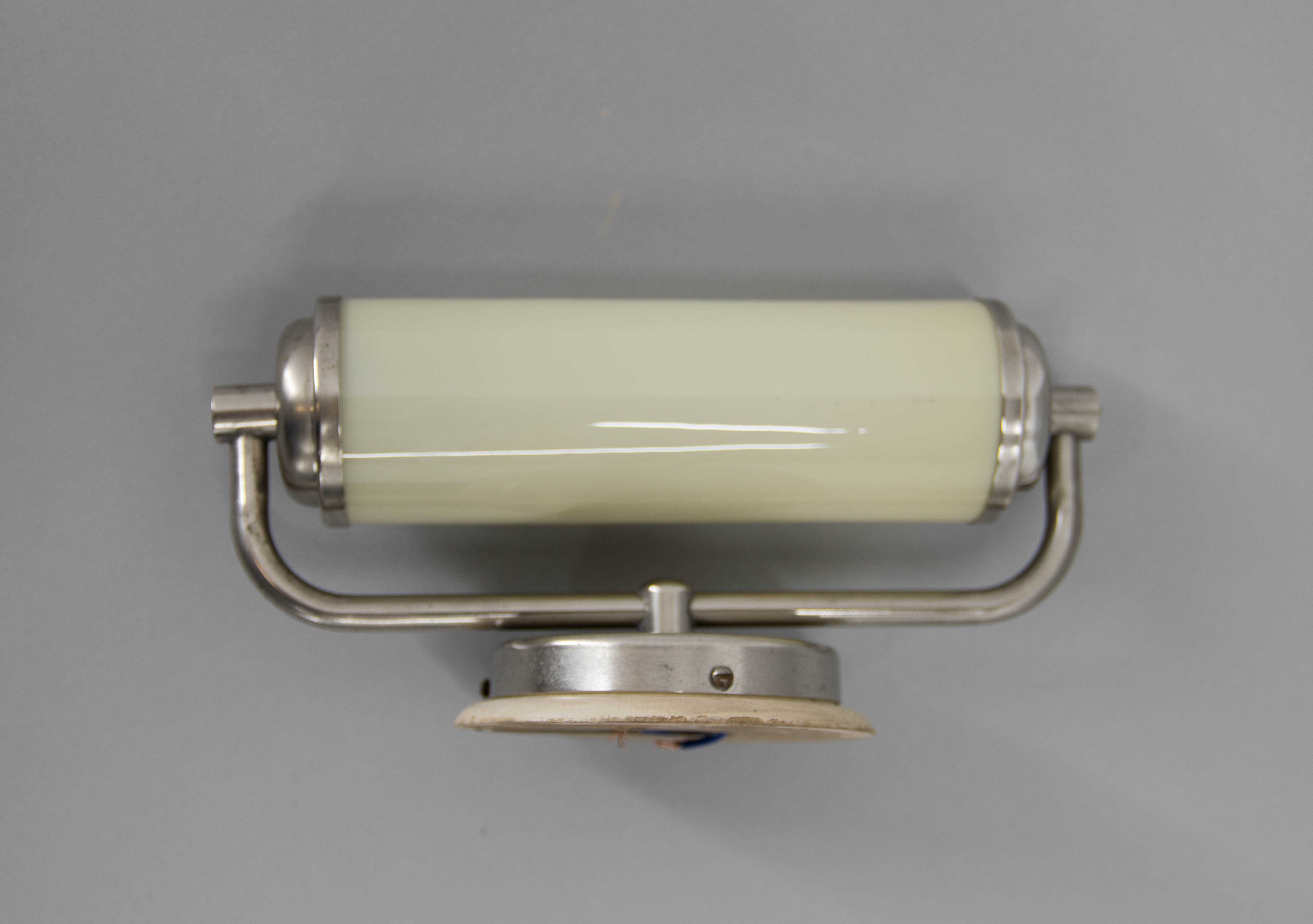Art deco or bauhaus nickel-plated wall lamp, 1930