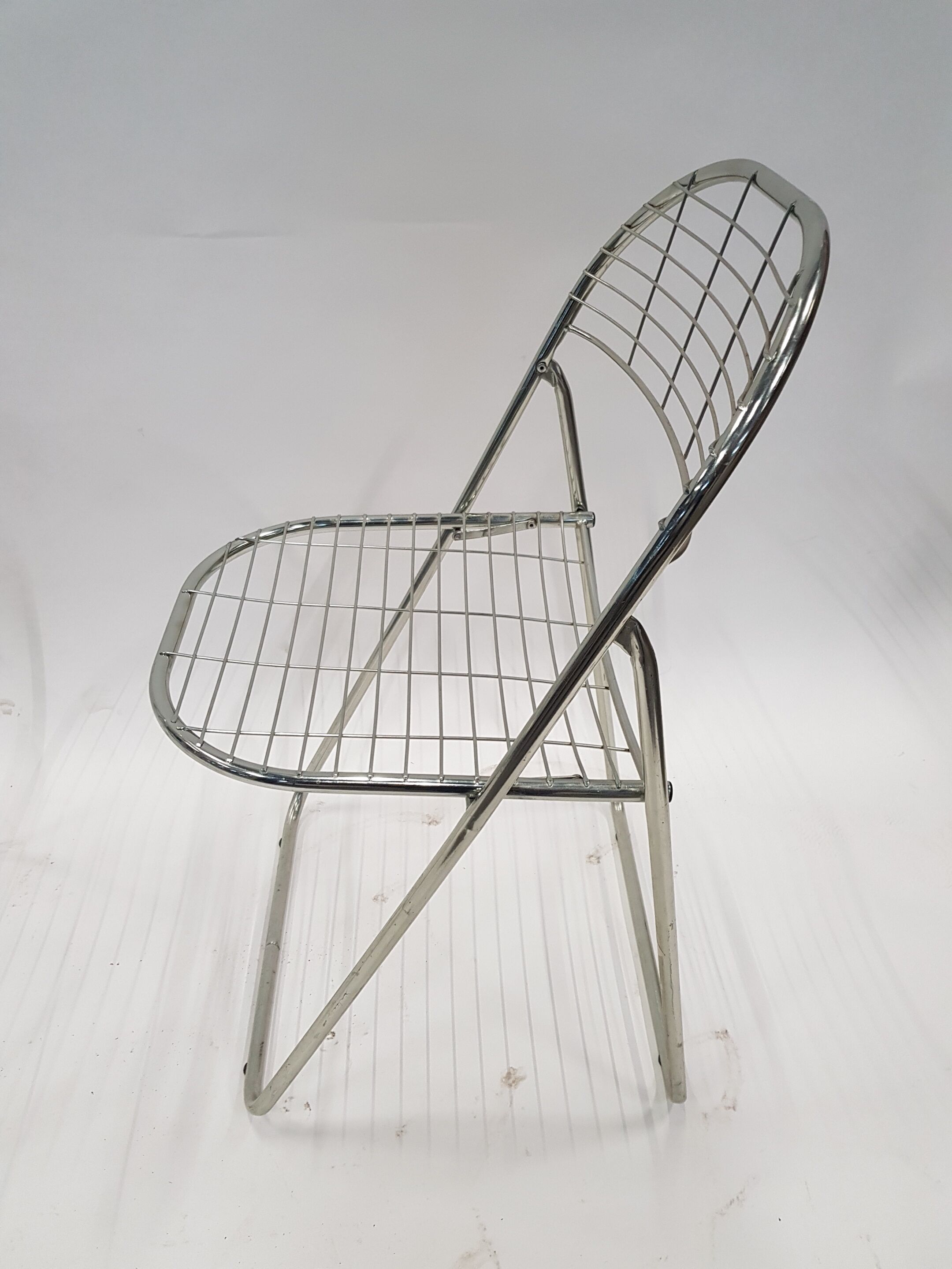 4 chaises pliantes métal chromé années 70