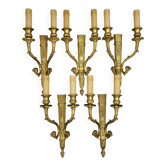 Set of 5 large sconces, quivers and ram's heads, Louis XVI style - bronze