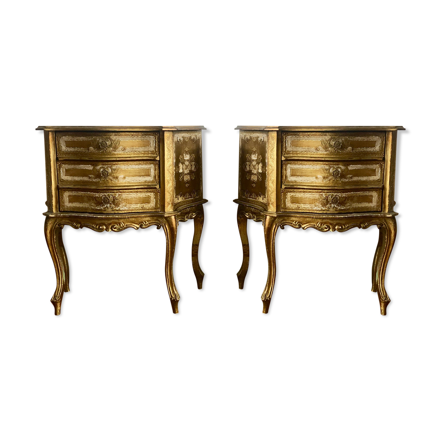 Pair of bedsides Florentine style, 1950s